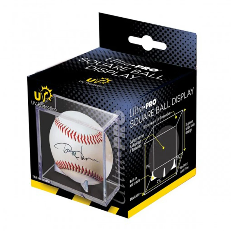 

Acrylic Display Cube Holds Softball Unltra Clear Stackable Baseball Display Box Board Games SQUARE BALL DISPLAY UV PROTECTION