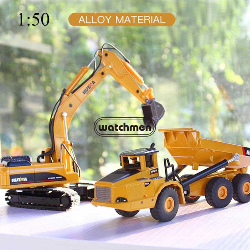 HUINA 1611 1/50 Scale Alloy Hydraulic Excavator Model Engineering Digging RTR RC Car huina 1612 for Kids Boys Toys