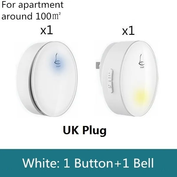Linbell G3 самовосpower вающийся кинетический беспроводной дверной звонок EU/US/UK штекер, Длинные дверные кольца, домашнее кольцо, Ночной светильник, 1 кнопка, 1 2 приемника - Цвет: UK Plug 1 plus 1