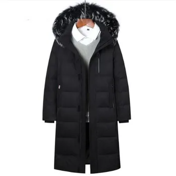 

2019 Winter Thick Warm Men's Down Jacket Men Casual High Quality X-Long Men Parka White Duck Down Coats Raccoon Hooded Outwear