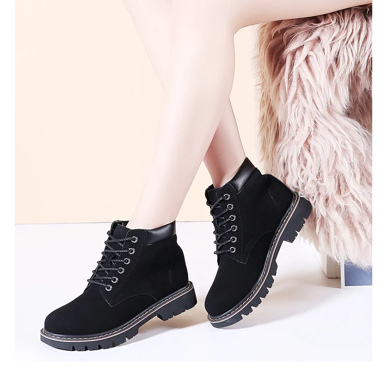 WeiDeng/6 цветов; женские ботинки из натуральной кожи; модная зимняя Классическая обувь на шнуровке; стильная повседневная обувь на плоской подошве; водонепроницаемые ботинки