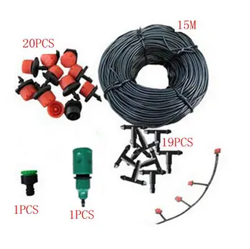 

15m 4/7mm hose 20 Drip Nozzles DIY For Garden Sprinklers Sprinkling Water Plants Suit Greenhouse Plants Equipment Watering Suit