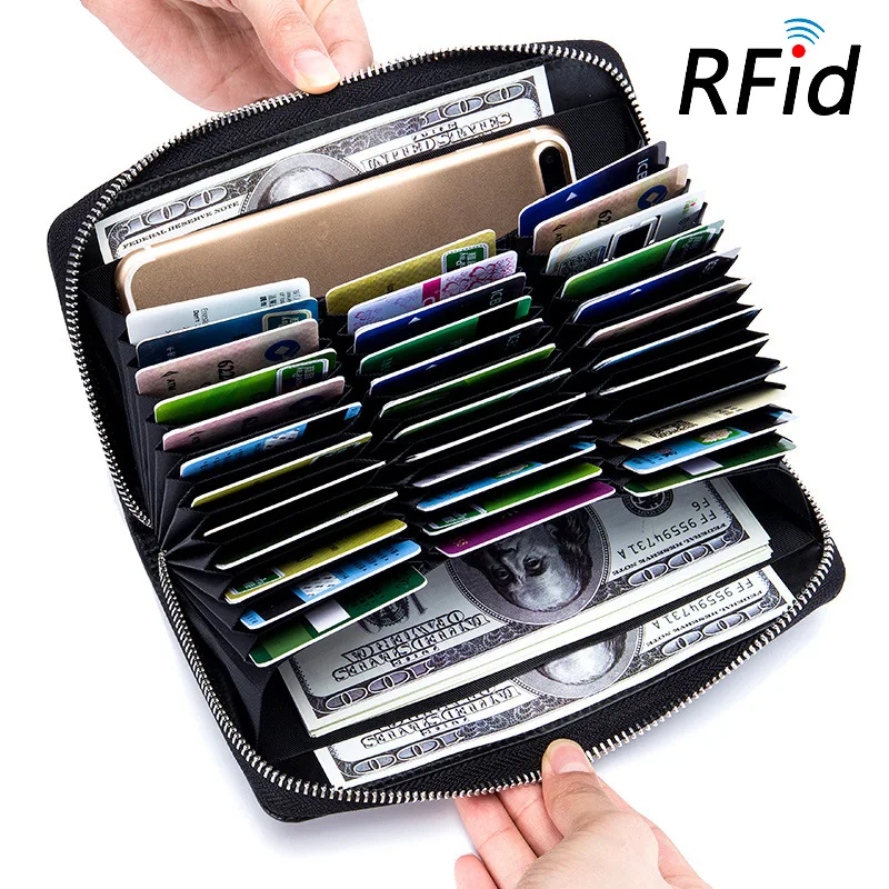 Длинный кошелек из натуральной кожи с отделением для карт пакет паспорта RFID