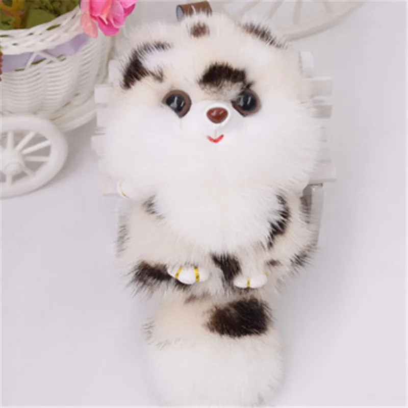 

2019 Fashion 100% Mink Fur Squirrel Keychain Fashion Mink Fur Ball Pom Key Ring Squirrel Toy 15cm Bag Car Pendant Charm.