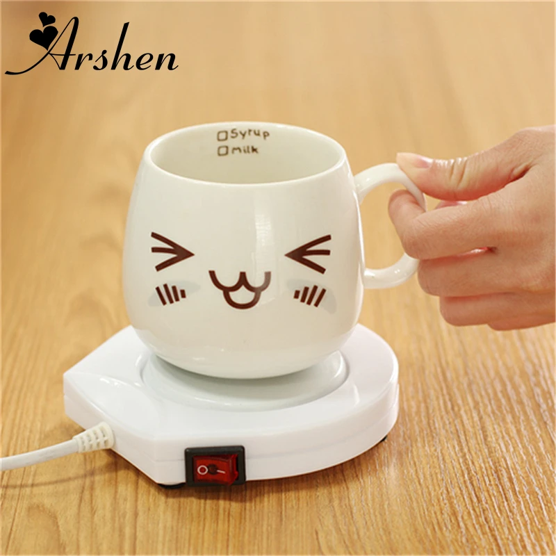 

Arshen 220V US Plug White Electric Powered Drink Cup Warmer Pad Coffee Tea Milk Drink Mug Heater Tray For Office House Winter