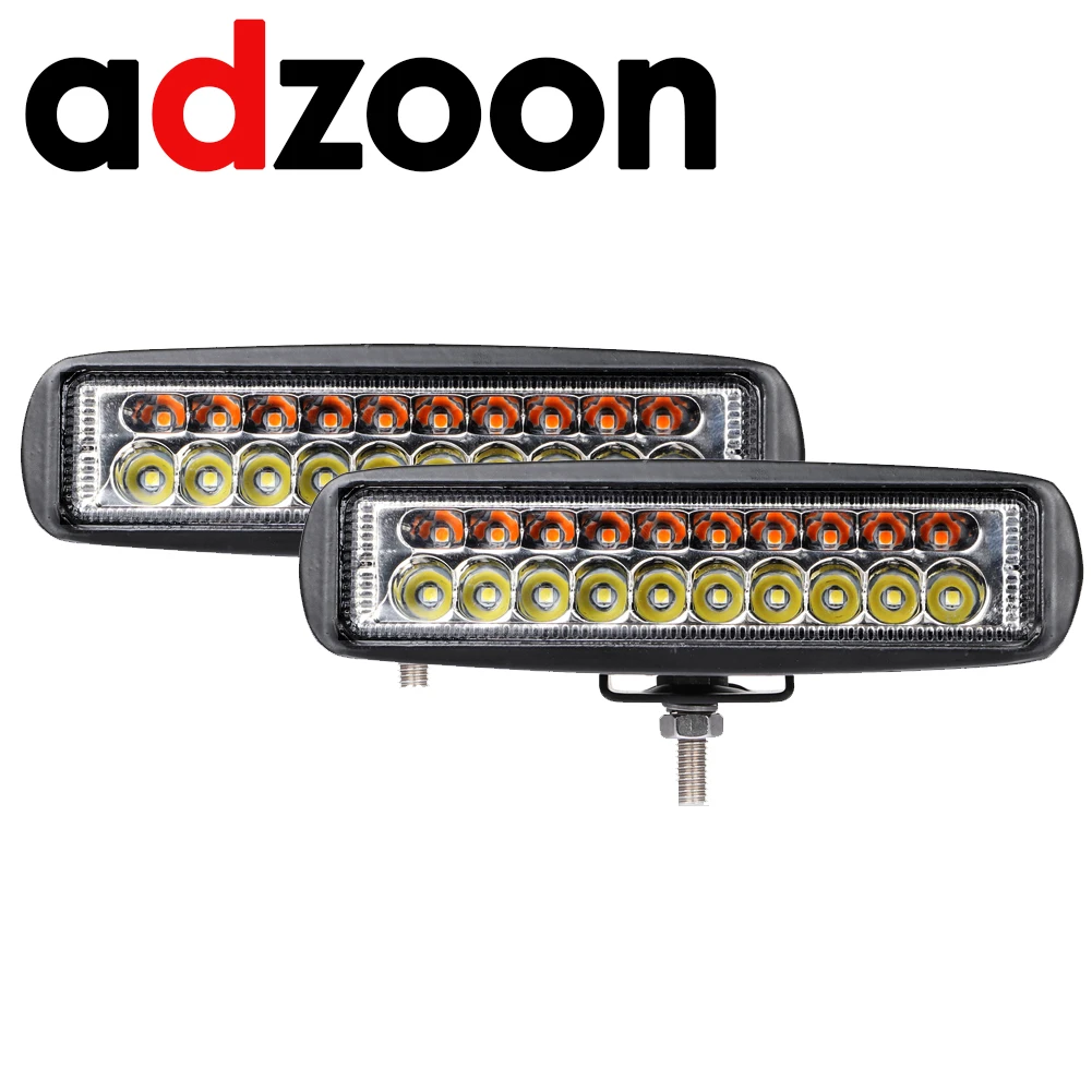 

ADZOON 60W 6inch LED Fog Light Spot Amber and White Dual Color Offroad LED Work Car Light for Ford Toyota SUV 4WD Offroad