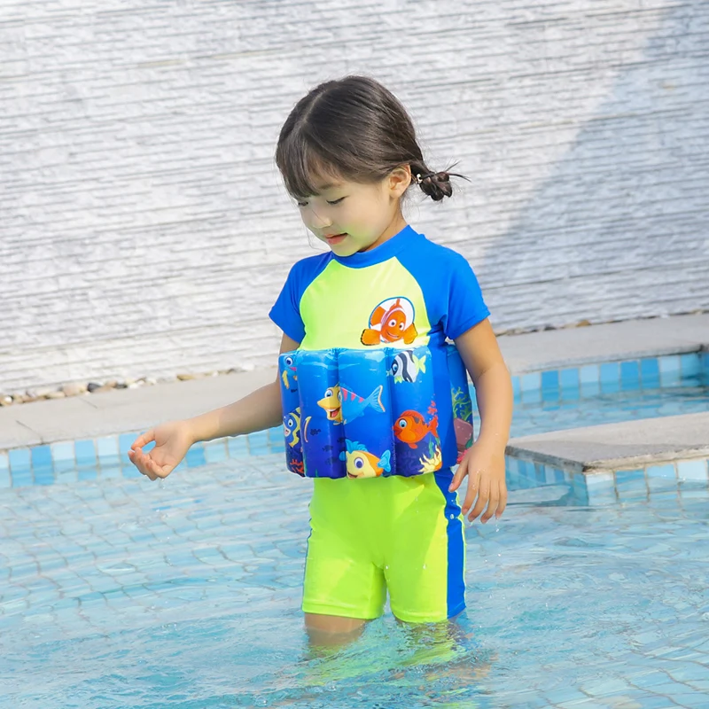 

Extrayou Child Swimsuit Baby Girls One Piece Float Buoyancy Swimwear Detachable Bathing Suit Protective Safe Learning Swimwear