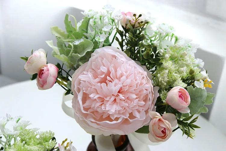 Wedding Bouquet for bridesmaids flowers artificial rose peony (9)