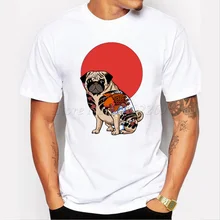 Модная мужская футболка с изображением мопса якудзы, повседневные топы в хипстерском стиле с коротким рукавом, Забавные футболки с рисунками животных