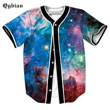Qybian Новое поступление мужские рубашки 3D Рубашки На Пуговицах Мужские повседневные свободные топы с короткими рукавами крутые футболки 3D Galaxy Printing