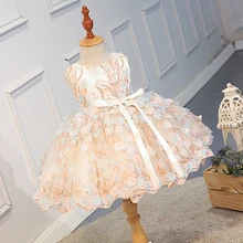 R138 лепесток вышивка костюм-пачка принцессы Платье для маленьких девочек вечерние свадебное детское платье для маленьких девочек Одежда для девочек