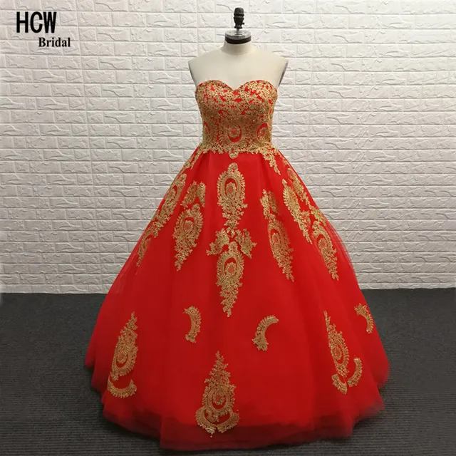 red and gold party frocks