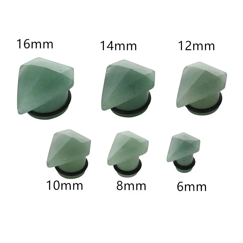 

Lot60pcs Diamond Stone Green Ear Tunnels Ear Plugs Ear Piercing Body Jewelry free Shippment Gauges 6-16mm