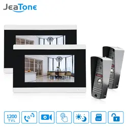 JeaTone 2 шт 7 ''цветной видеодомофон с сенсорным экраном + 2 шт Наружные камеры, телефон двери, ИК дверной звонок, система домашнего Интерком