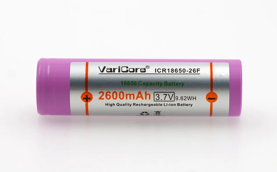 10 шт./лот VariCore 18650 ICR18650-26F 2600mAh литий-ионный аккумулятор 3,7 v для использования в фонариках