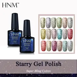 HNM 10 ML Блеск Цвет УФ-гель для ногтей Лаки Звездное голографические блестки Soak Off полу постоянный цветной дизайн ногтей маникюр