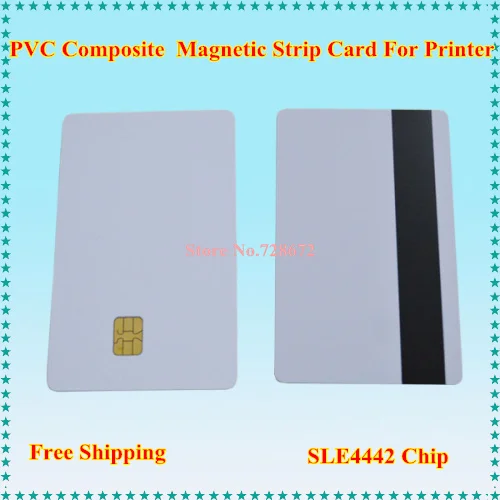 100 шт./лот печатная магнитная полоса карта с чипом SLE4442 свяжитесь Smart PVC