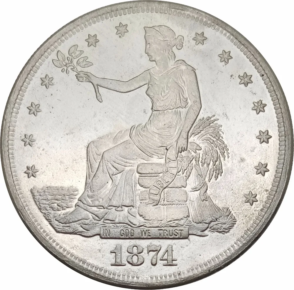 1874 Соединенные Штаты 1 один доллар торговля доллар Мельхиор покрытием серебряные копии монет/Высокое качество