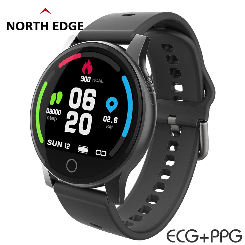 North Edge Смарт часы ЭКГ PPC водонепроницаемый IP67 сердечный ритм кровяное давление