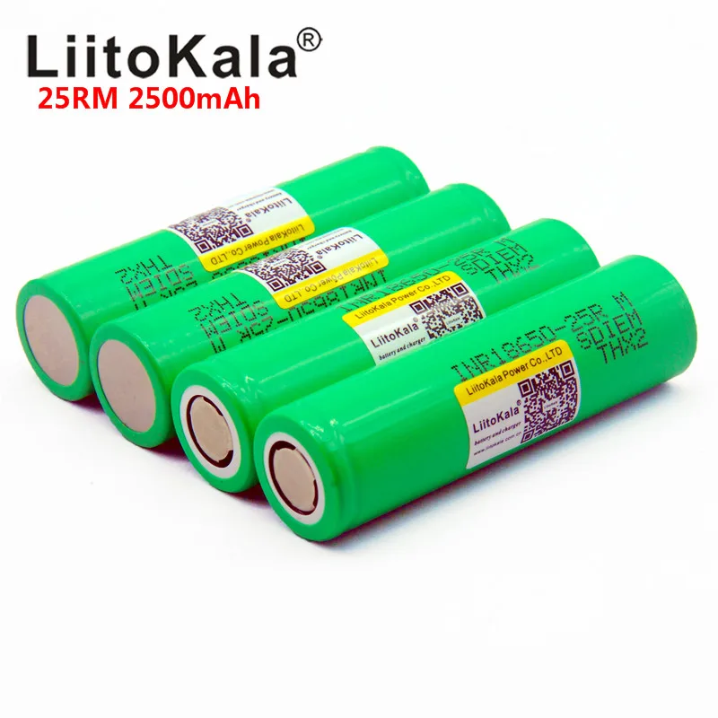 LiitoKala 25RM 18650 2500 мАч батарея INR18650 25R 20A Высокая мощность разряда перезаряжаемая батарея