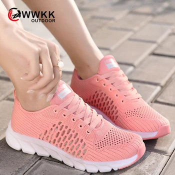 

WWKK Sneakers For Women Summer New Leisure Flats Lightweight Breathable Walking Travel Lace Up Ladies Sports Female Shoes Woman