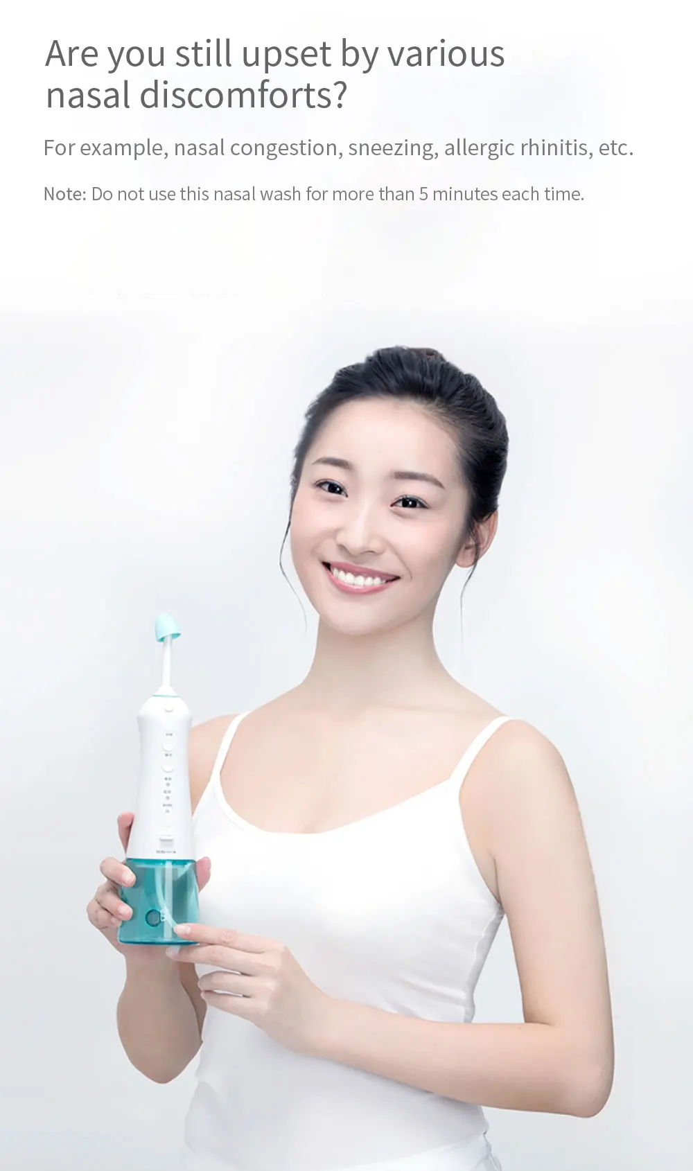 Xiaomi miaomiaoce Electric Nasal Wash 360 degree rotation Cleaner Nose Rechargeable Waterproof Allergic Rhinitis Neti Pot Kit (7)