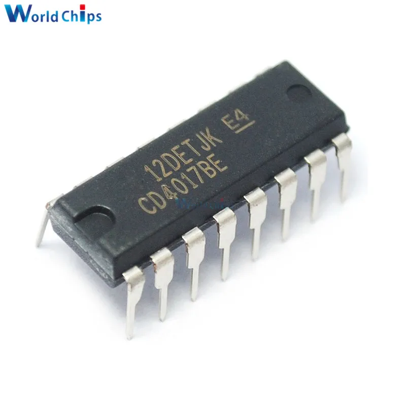 100 шт. CD4017 CD4017B CD4017BE 4017 десятикратный счетчик разделитель IC|Интегральные схемы| |