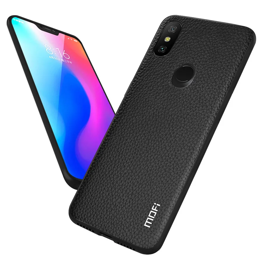 MOFi для Redmi Note 6 Pro чехол задняя крышка для Xiaomi Redmi Note 6 Pro Чехол PU защитный чехол для телефона для Xiaomi противоударный - Цвет: Black