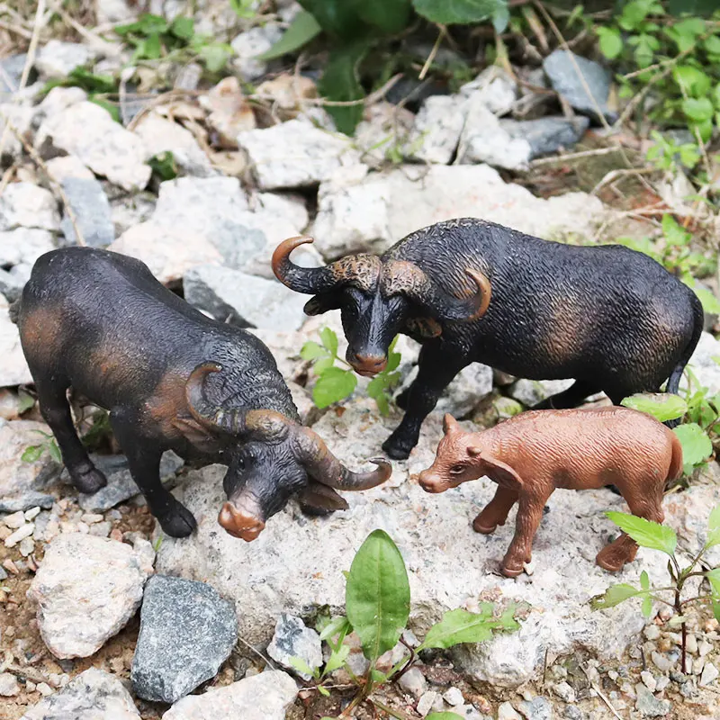 Oenux Farm Animals Cow Simulation Cattle Calf Bull OX Model Action Figures Wild Buffalo Figurines PVC Education Toy For Kid Gift