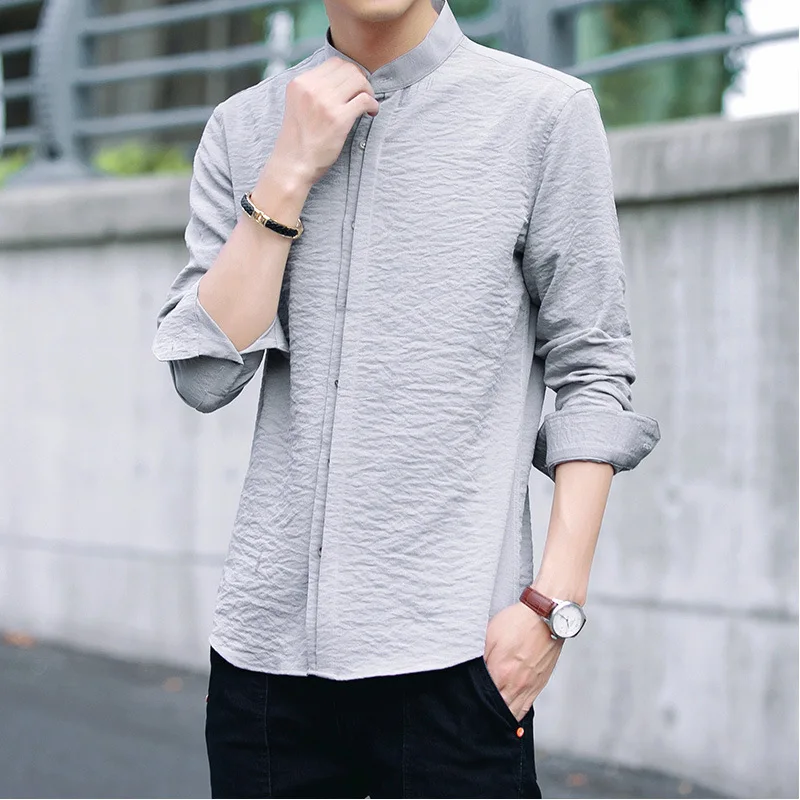 Рубашка Camisa hombre, тонкая белая рубашка с длинными рукавами, мужская версия, тонкая Модная рубашка, одноцветная рубашка для молодых мужчин, ра... Рубашка Camisa hombre, тонкая белая рубашка с длинными рукавами, мужская версия, тонкая Модная рубашка, одноцветная рубашка для молодых мужчин, ра...