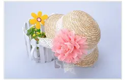 2014 оптовая продажа летние дети кружева шифона цветы соломенная шляпа для маленьких девочек пляжные Шапки шляпа от солнца 10 шт./партия