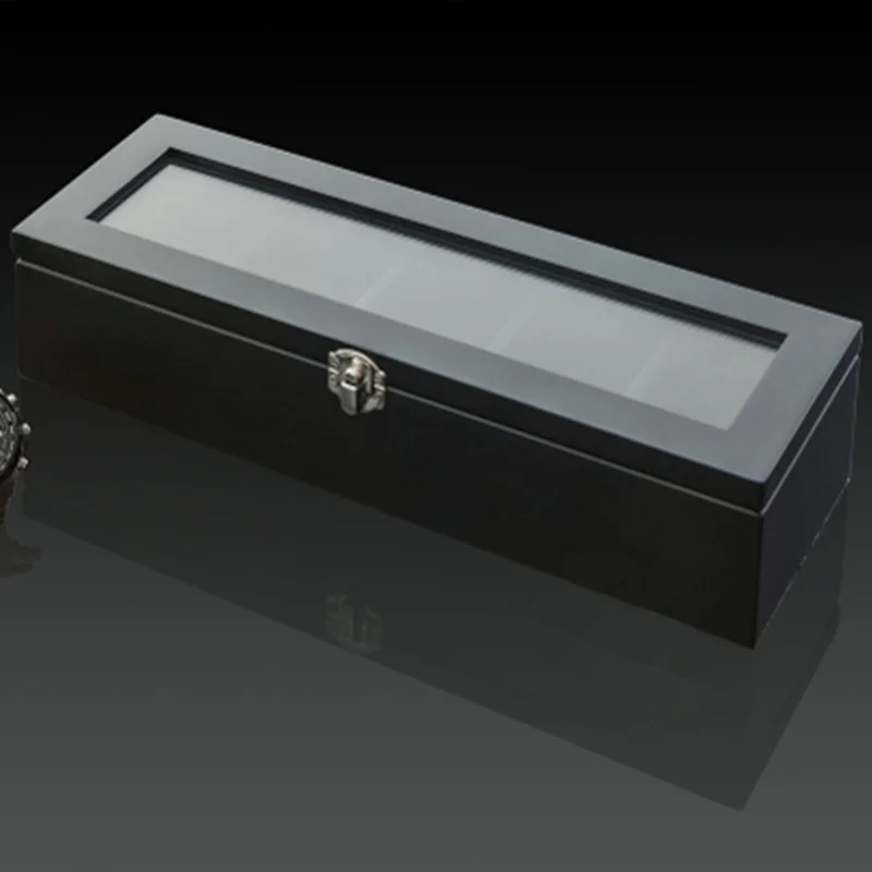 Kopen 5 Slots Hout Horloge Display Dozen Case Koffie Mechanische Horloge Organizer Houder Nieuwe Horloge Verpakking Gift Gevallen