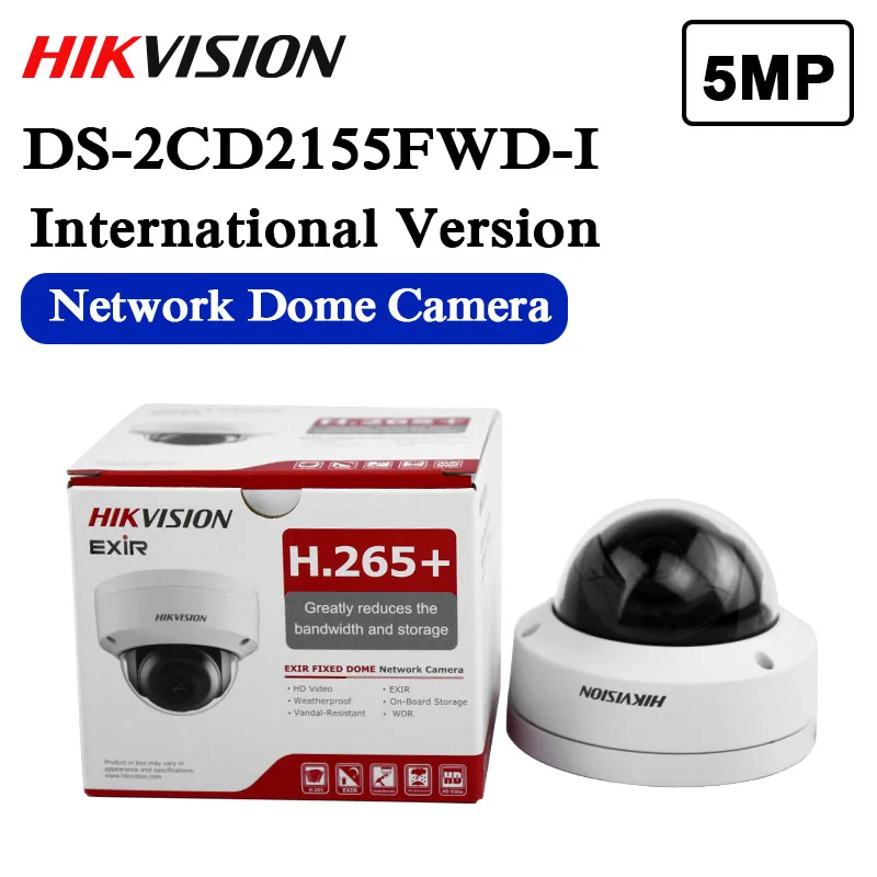  In stock hikvision english version Free shipping DS-2CD2155FWD-I 5MP Network Dome Camera 120dB Wide