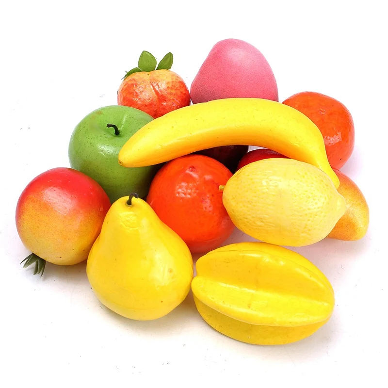 12pcs Decorative Plastic Artificial Fruit Banana Carambole Lemon
