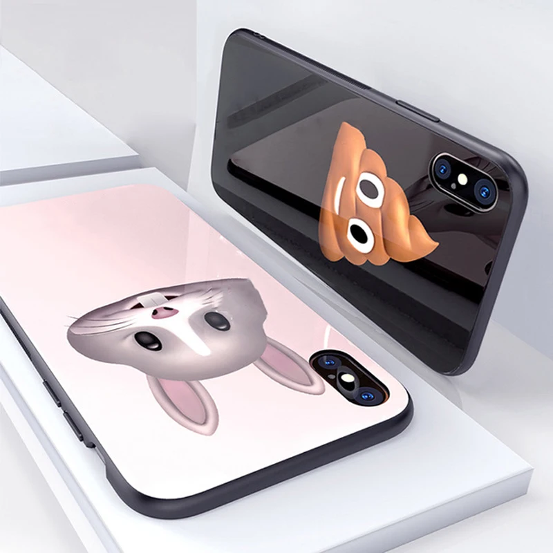 

Luxury Phone Case For iPhone X 10 Glossy Cartoon TPU & Tempered Glass Screen Protectoer For iPhone X Capinhas Coque Fundas Capa