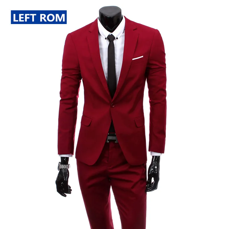 Куртка+ штаны) мужской модный бутик чистого цвета высокого качества брендовый Свадебный вечерний костюм Блейзер Тонкий деловой мужской костюм