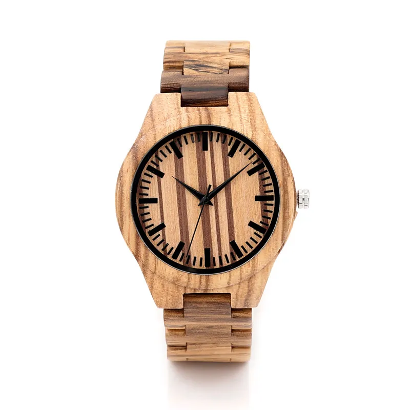 BOBO BIRD All Zebra Wood Men's Quartz Watch Analog Japan Movement 2035 Casual Wooden Band Wood Watches as gifts for Men