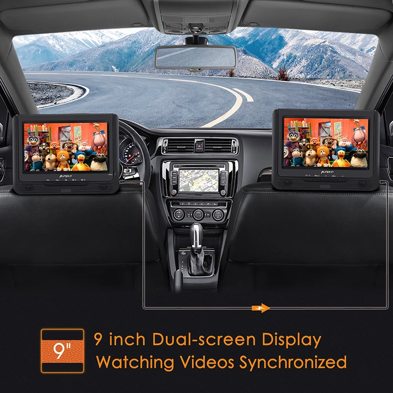 Тыква 9 ''подголовник автомобиля двойной экран портативный dvd-плеер автомобильный монитор 800*480 TFT ЖК-экран DVD видео плеер Поддержка USB/SD/MMC