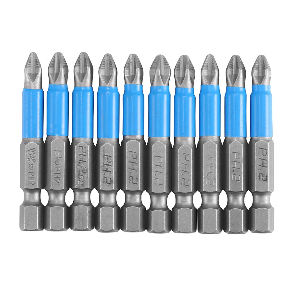 10Pcs 50mm Long Phillips Electric Screwdriver Bit Set Household Repair Tools 1/4" Hex Shank PH1 PH2 PH3 Screw Diver Bits