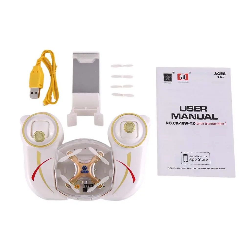 

Mini Remote Control Helicopter CX-10W-TX RC Quadrocopter With 0.3MP Camera Mini Drones FPV 360' Flips