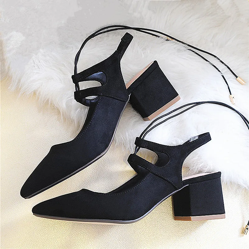 

Fashion Pointed tackle with sandals High-heeled shallow shoes Leather Women shoes