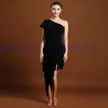 Новые костюмы для латинских танцев, сексуальный прозрачный шелк, топ с одним рукавом+ юбка с кисточками, 2 предмета, комплект для латинских танцев для женщин, костюмы для латинских танцев