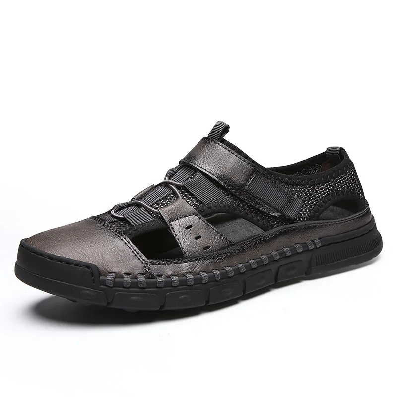 Vancat Brand 2019 New Fashion Summer Beach Breathable Men Sandals Genuine Leather Men's Sandal Man Causal Shoes Plus Size 38-46