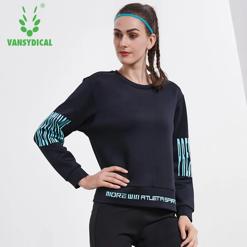 Vansydical Autumn Sports Sweater Gym Running Yoga Tops Women's Long