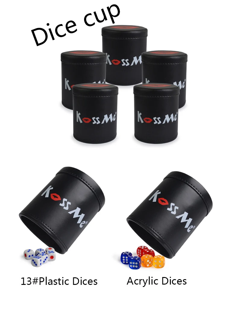 Kiss Me Стиль питьевой руководство пластиковый кожаный стакан для игральных костей коробка игра с 6 акриловыми игральные кости с цифрами