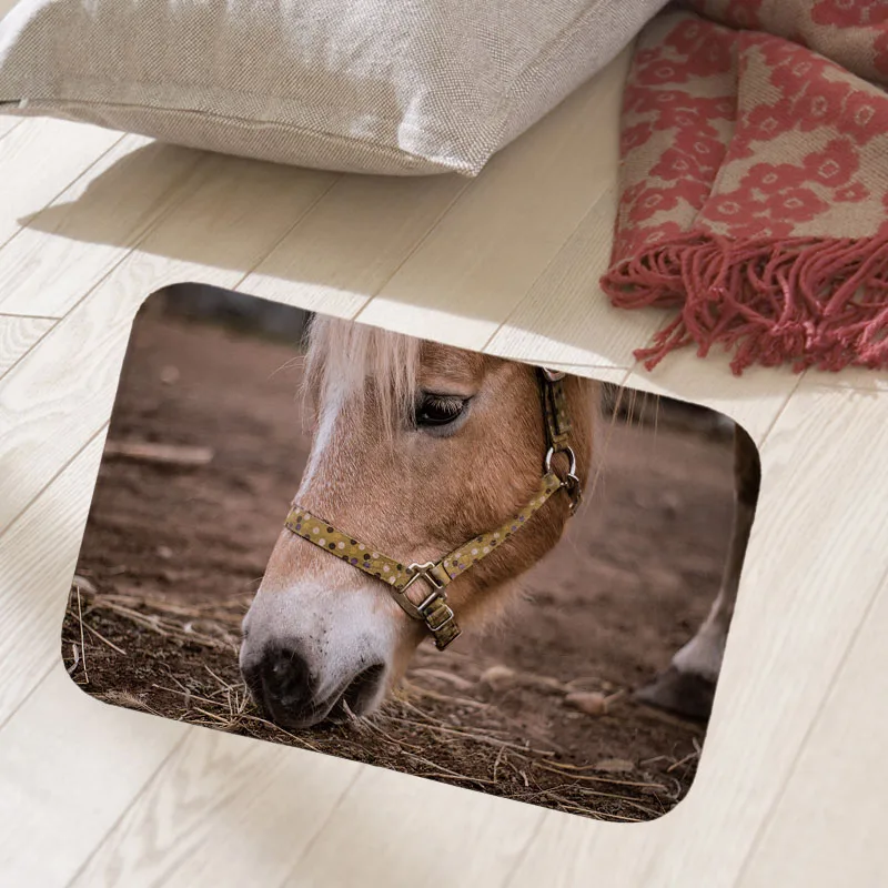 

Horse printing 40x60cm floor mat cozy carpet hallway doormat suede Welcome entrance door mat anti-slip water Water absorption QX