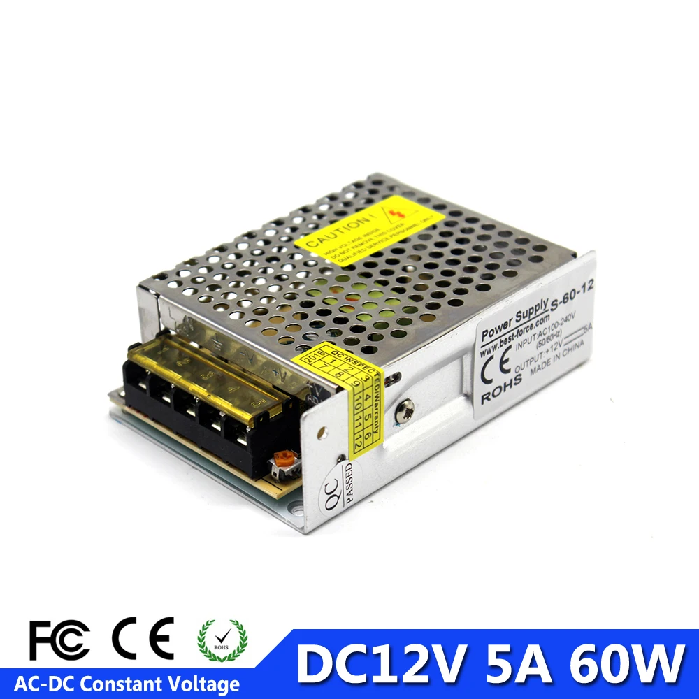 Universal 12V 5A 60W Regulated Switching Power Supply Driver