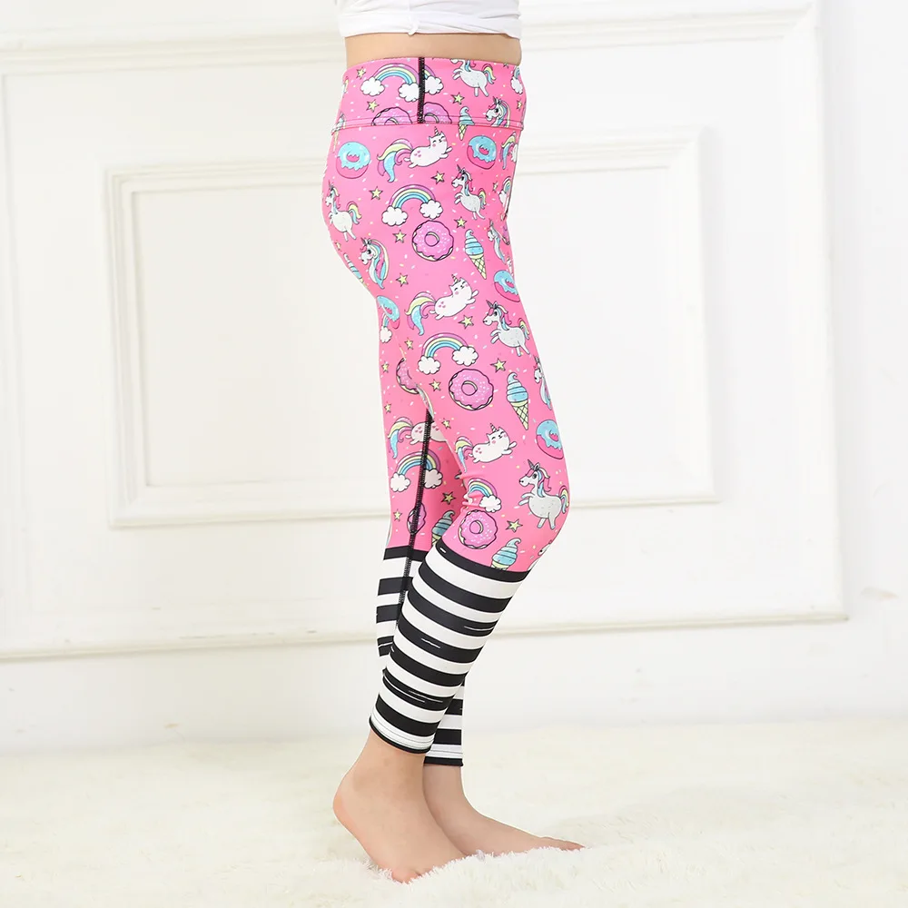 Matching Child pants fast dry Stretch pink donuts rainbow unicorn black