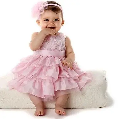 Модное летнее платье принцессы; Розовая Одежда для маленьких девочек; платье-пачка с бантом+ повязка на голову с цветами; детская одежда