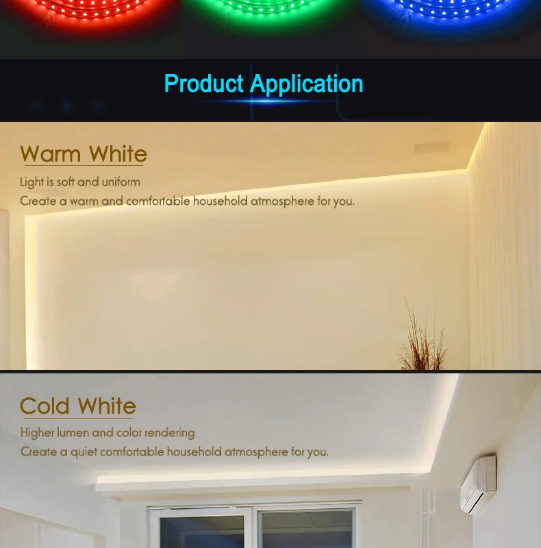 LED Light Strips Warterproof 60ledsm 220V Flexible Light Tape with EU plug Warm White for Outdoor Garden Car Kitchen (22)